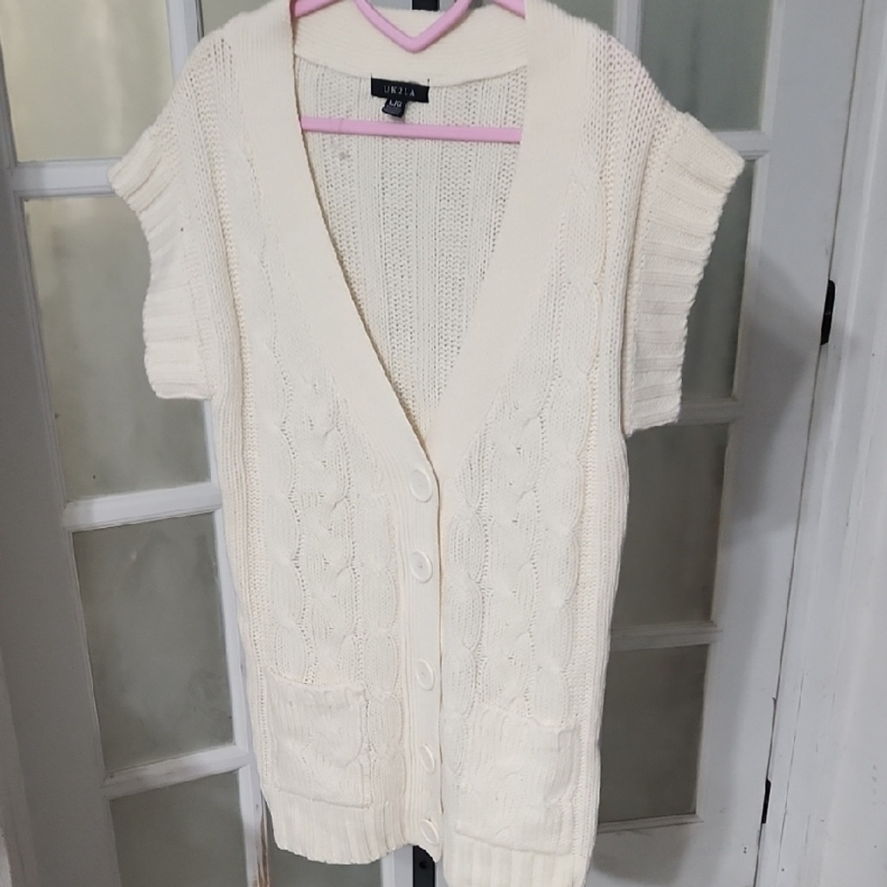 UK2LA Cream Cable Knit Cardigan Sweater